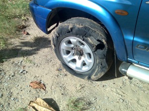O que resta do meu pneu!